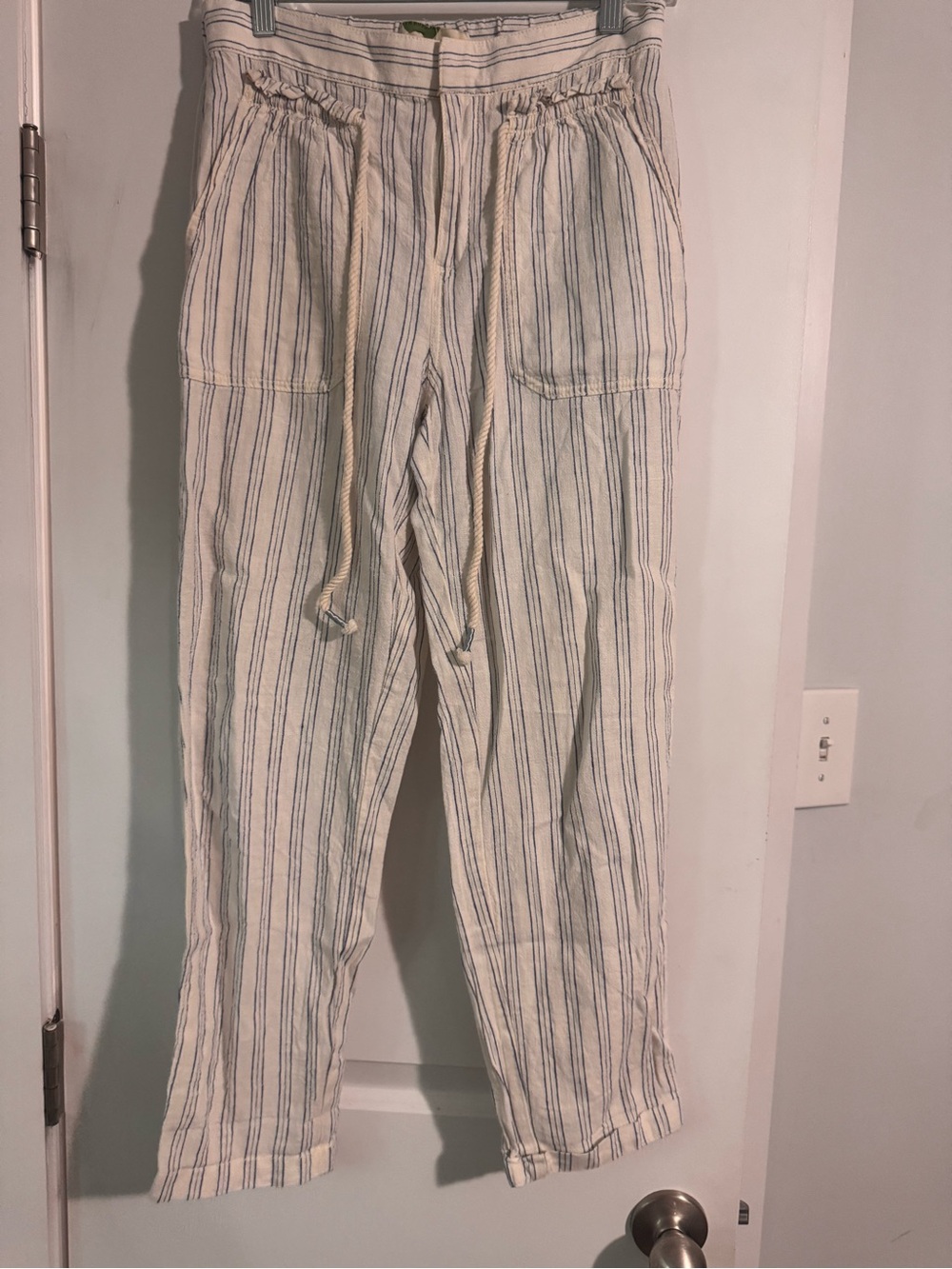 Anthropologie Linen Cotton Stripe Pant Size XS